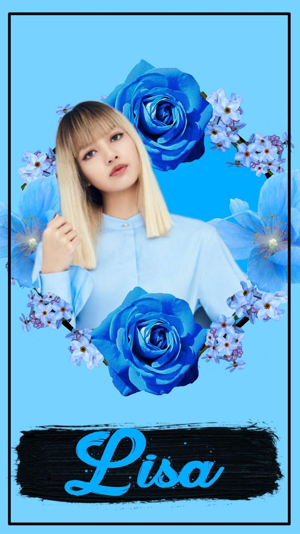 1030x1820 blackpink lisa flowers blue wallpaper, Phone