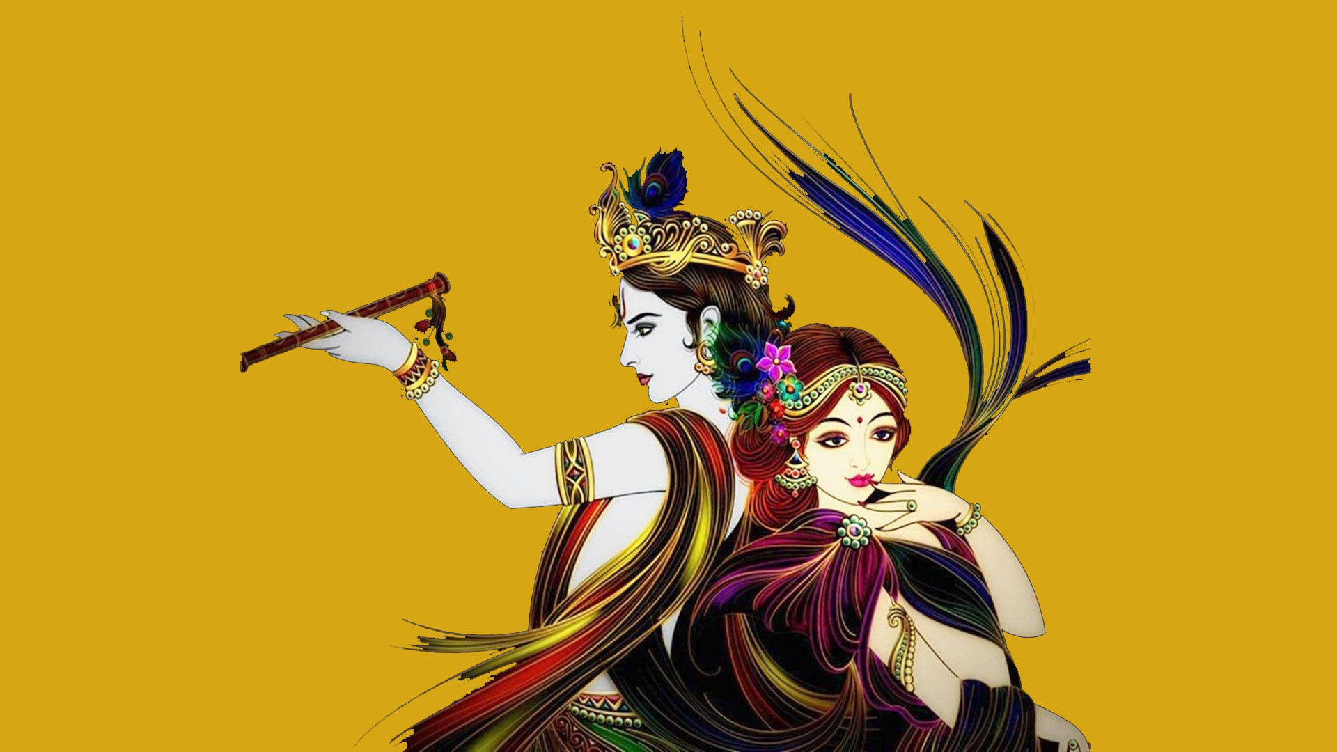 1920x1080 Download Radha Krishna Aesthetic Art Wallpaper, Desktop