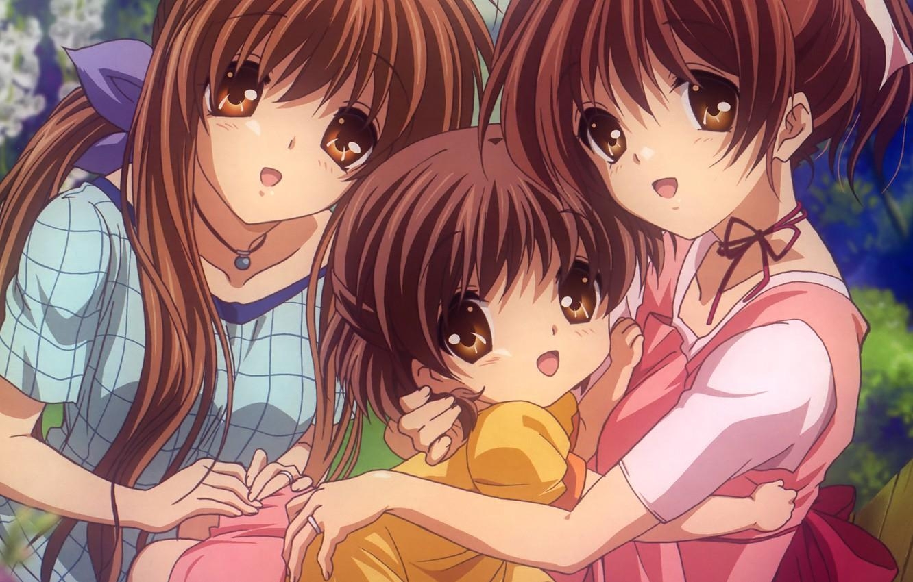 1340x850 Wallpaper girls, child, Clannad, Clannad, Nagisa Furukawa, Ushio, Desktop