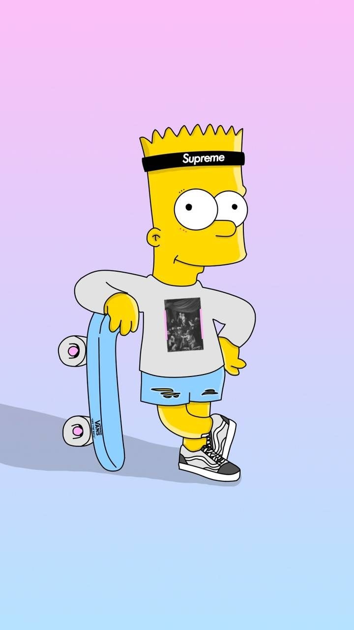 720x1280 Wallpaper Bart Simpson Supreme, Phone