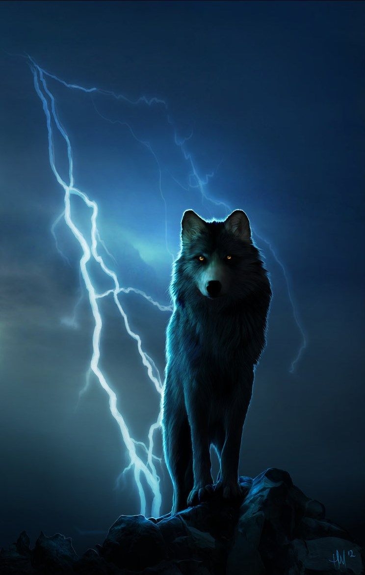 750x1180 lightning wolf Art, Phone