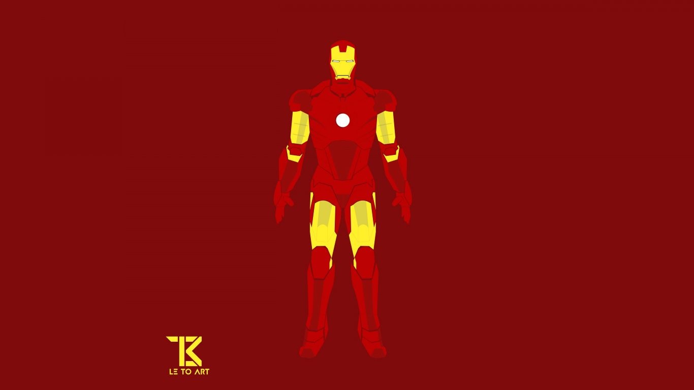 1370x770 Download Iron man, minimal, marvel, superhero, art wallpaper, Desktop