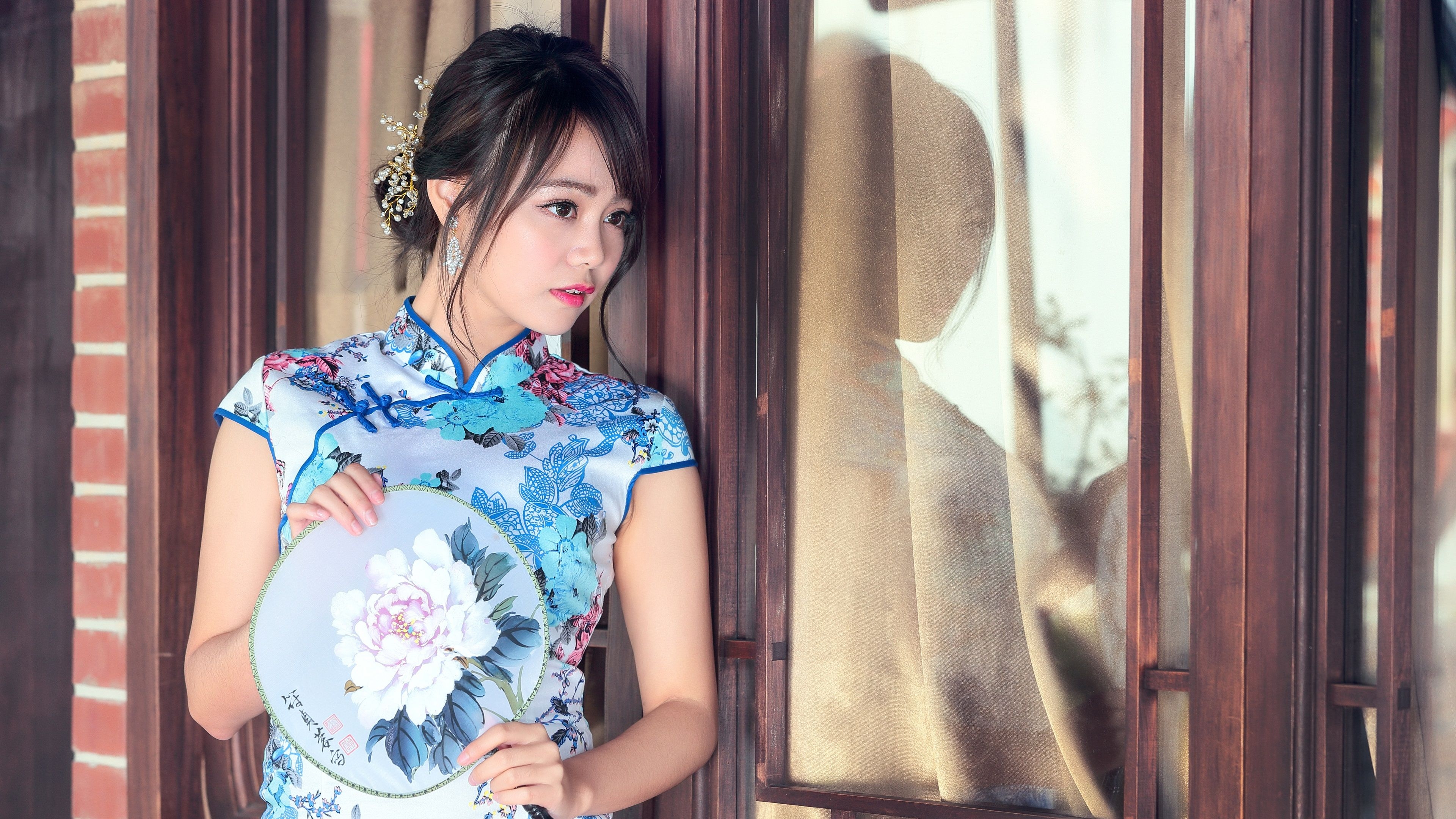 3840x2160 Wallpaper Chinese blue cheongsam girl  UHD 4K Picture, Image, Desktop