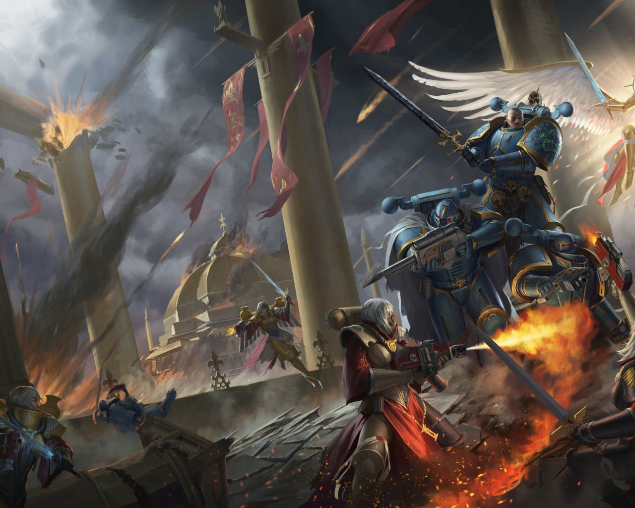 1280x1030 Download wallpaper temple, battle, Adept Sororitas, Warhammer, Warhammer 40 Sister of Battle, traitors, Alpha Legion, section fantasy in resolution, Desktop