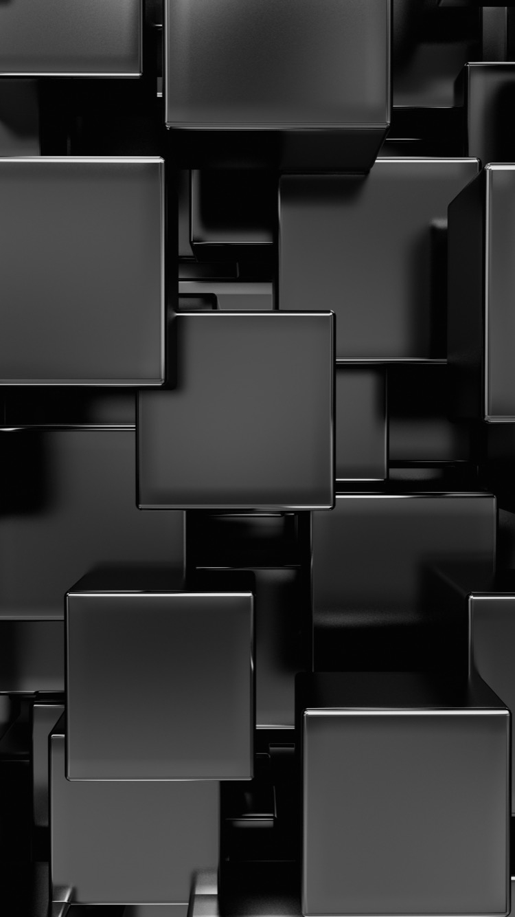 750x1340 Shiny Black Squares Abstract Wallpaper. Black, Phone