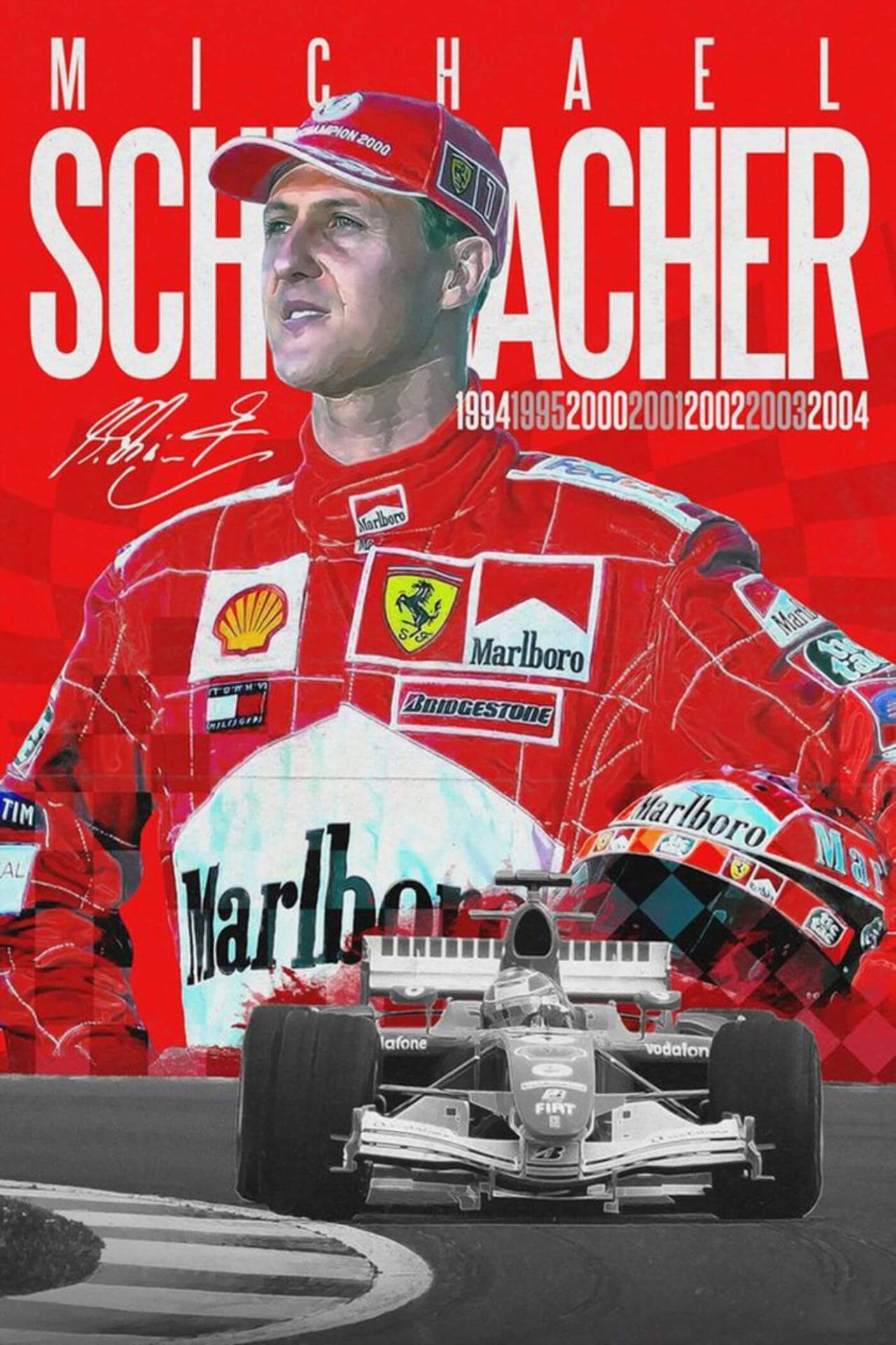 1280x1920 Download Marlboro Suit Michael Schumacher Phone Wallpaper, Phone