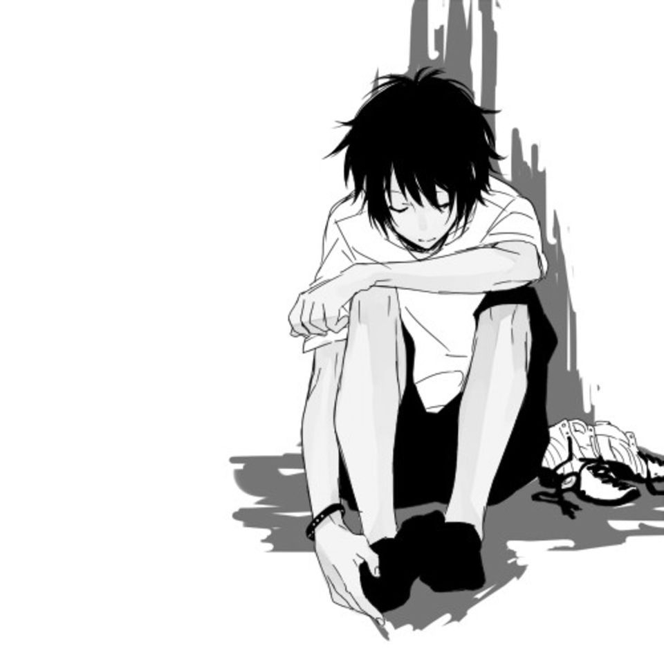 960x960 Anime boy lonely, Phone