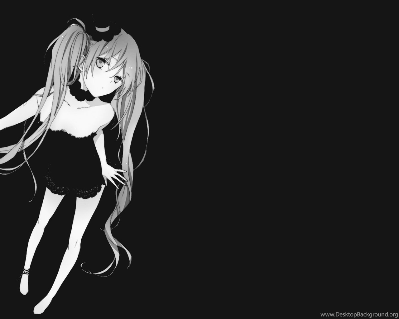 1280x1030 Black And White Hatsune Miku Vocaloid Wallpaper Anime. Desktop Background, Desktop