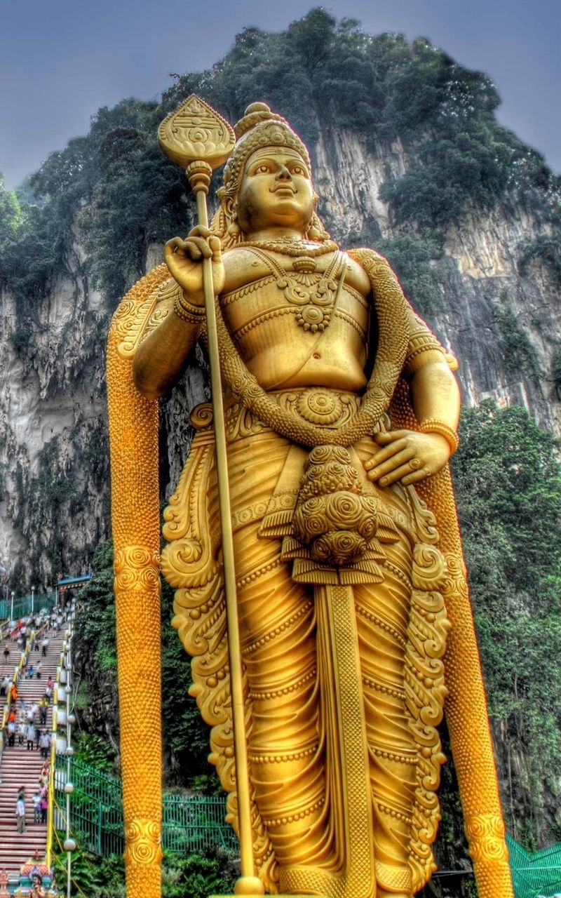 800x1280 Wallpaper Murugan, Malaysia, Statue, Stairs, Hills, Phone