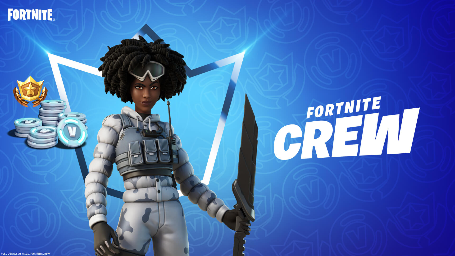 1920x1080 Snow Stealth Slone Counters the Cold in the January Fortnite Crew Pack, Desktop