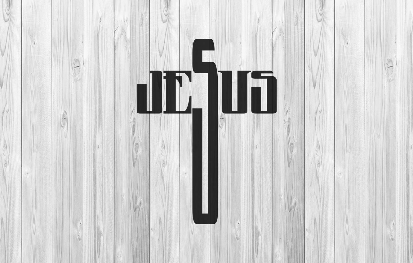 1340x850 Wallpaper white, wood, cross, Typography, Jesus, Jesus, Desktop