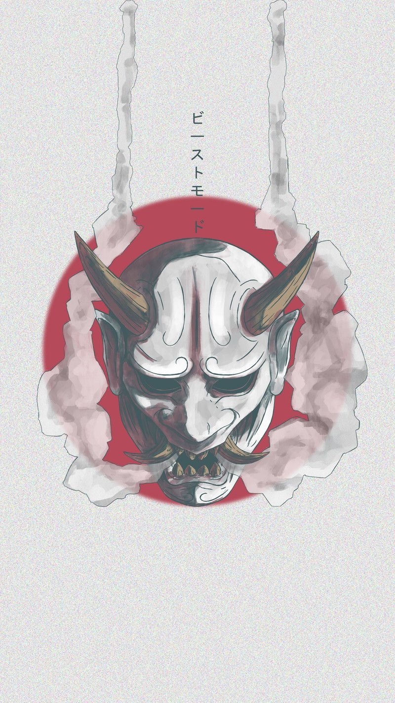 800x1430 oni mask, Jean Nascimento. Japanese tattoo art, Japanese art, Japanese art prints, Phone