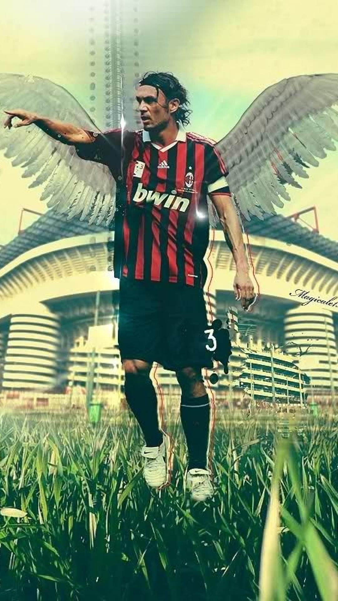 1080x1920 Soccer athletes ac milan paolo maldini football player wallpaper, Phone