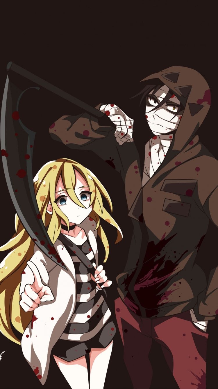 750x1340 Download Art, anime, couple, Satsuriku no Tenshi wallpaper, 750x iphone iPhone 8, Phone