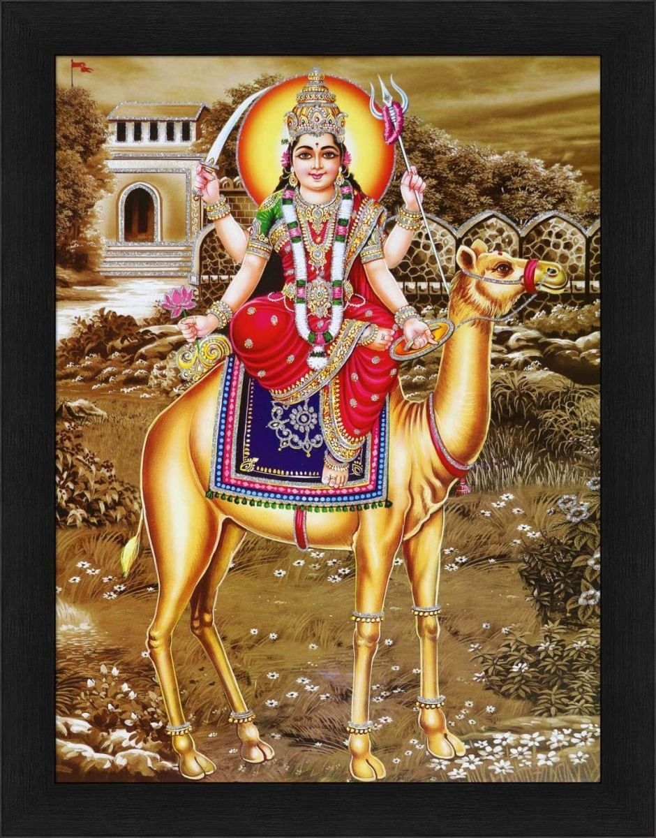 940x1200 Dasha Mata. Red background image, Maa image, Seven horses painting, Phone