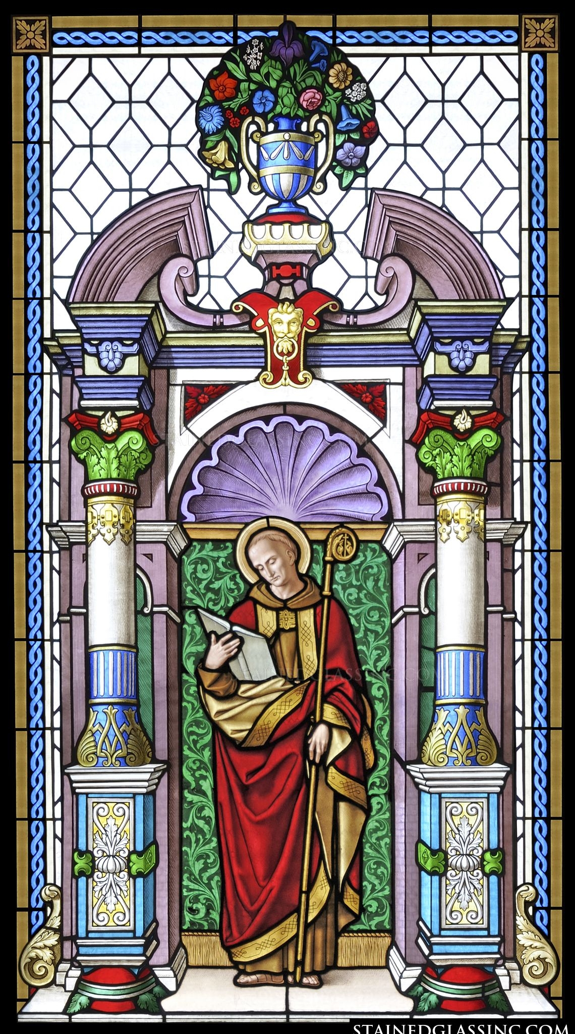 1140x2050 Saint Benedict of Nursia Stained Glass, Phone