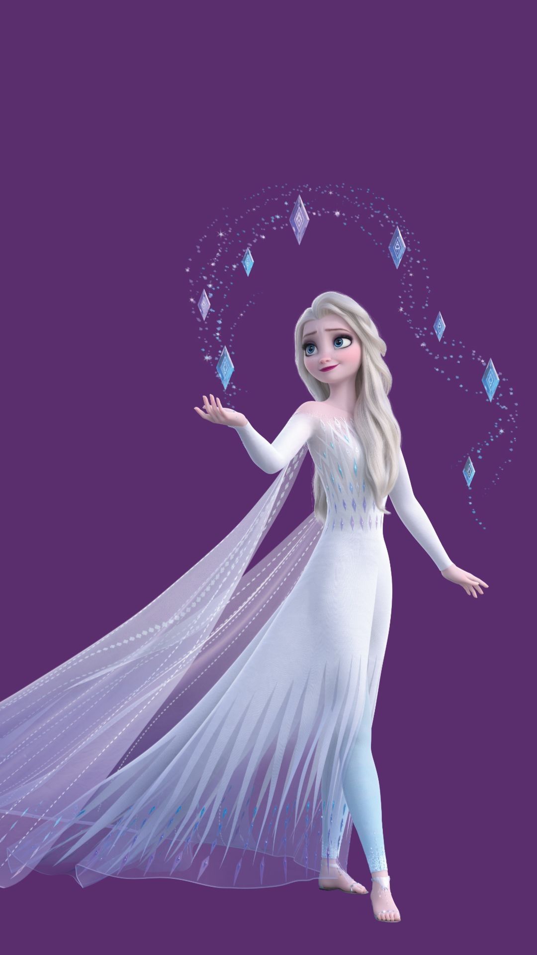 1080x1920 new Frozen 2 HD wallpaper with Elsa in white dress and her hair down and mobile, Phone