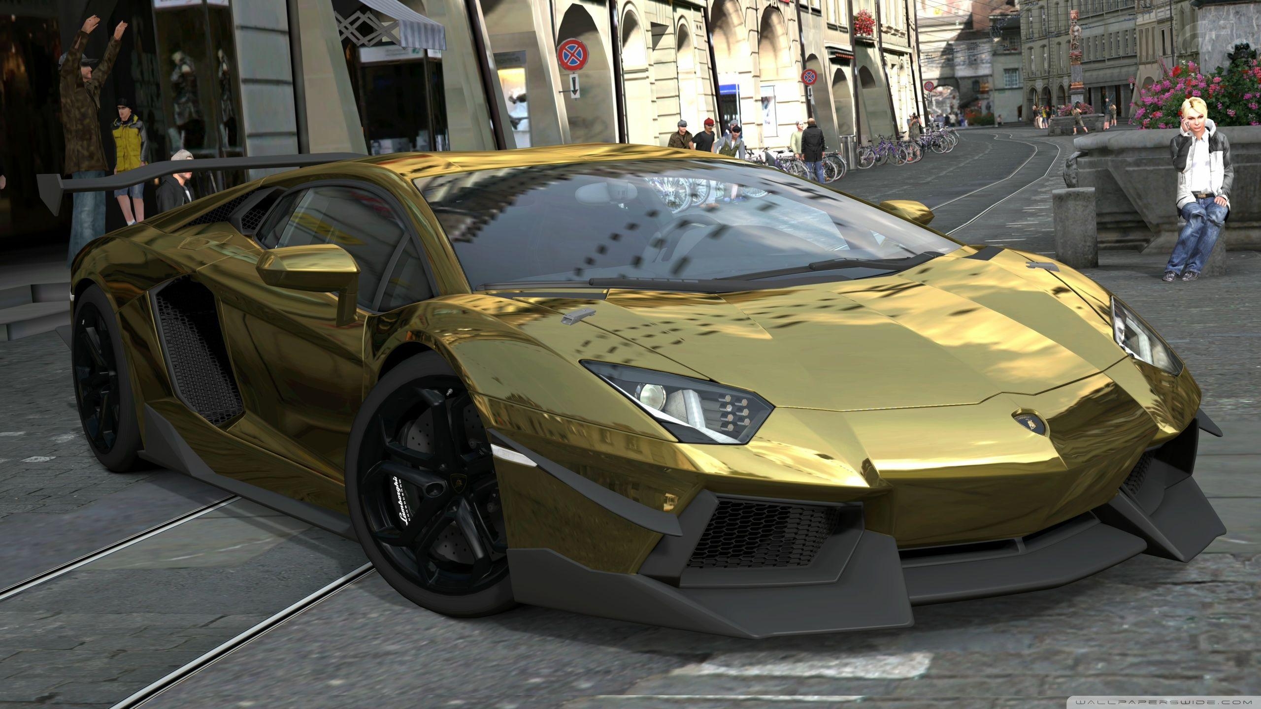 2560x1440 Wallpaper World No Luxury Car Lamborghini Aventador Gold, Desktop