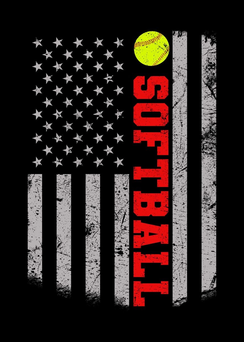 860x1200 Softball American USA Flag' Poster, Phone