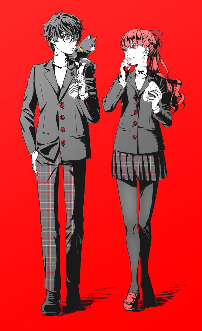 700x1150 Posting Persona pics daily. Day 993: P5R Kasumi and Joker, Phone