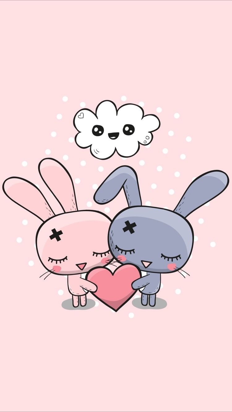 750x1340 Tap to get free app! ⬆️ Cute love bunnies wallpaper for your iPhone 8 from Everpix app!. Bunny wallpaper, Rabbit wallpaper, Kawaii wallpaper, Phone