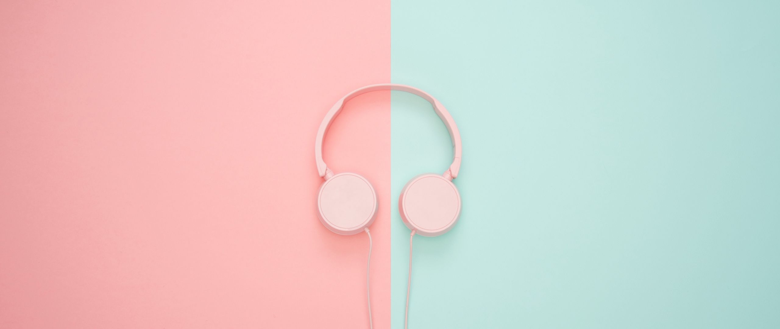 2560x1080 Download wallpaper  headphones, minimalism, pink, pastel dual wide 1080p HD background, Dual Screen