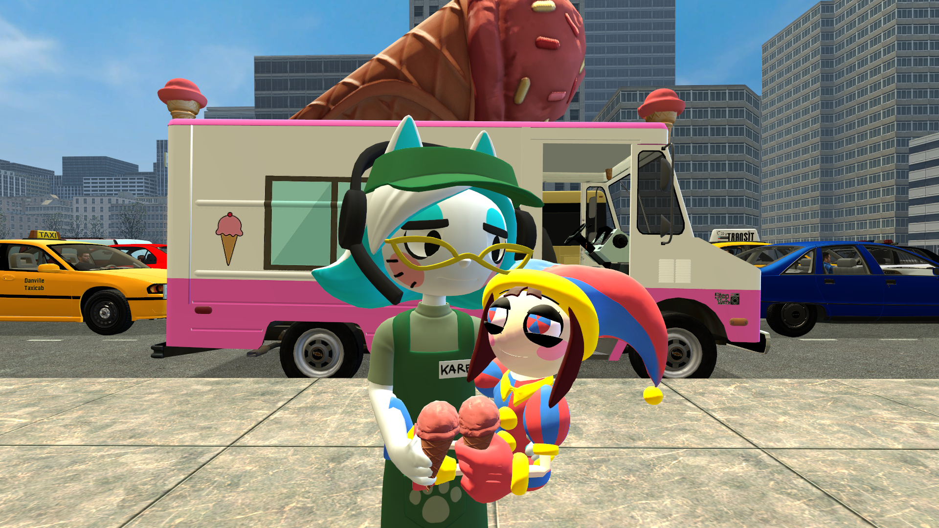 1920x1080 Me as Karen the and My Jester Girl Pomni are having Ice Cream in Danville (Credit to chip599XX [SMG4 and The Amazing Digital Circus Crossover]), Desktop