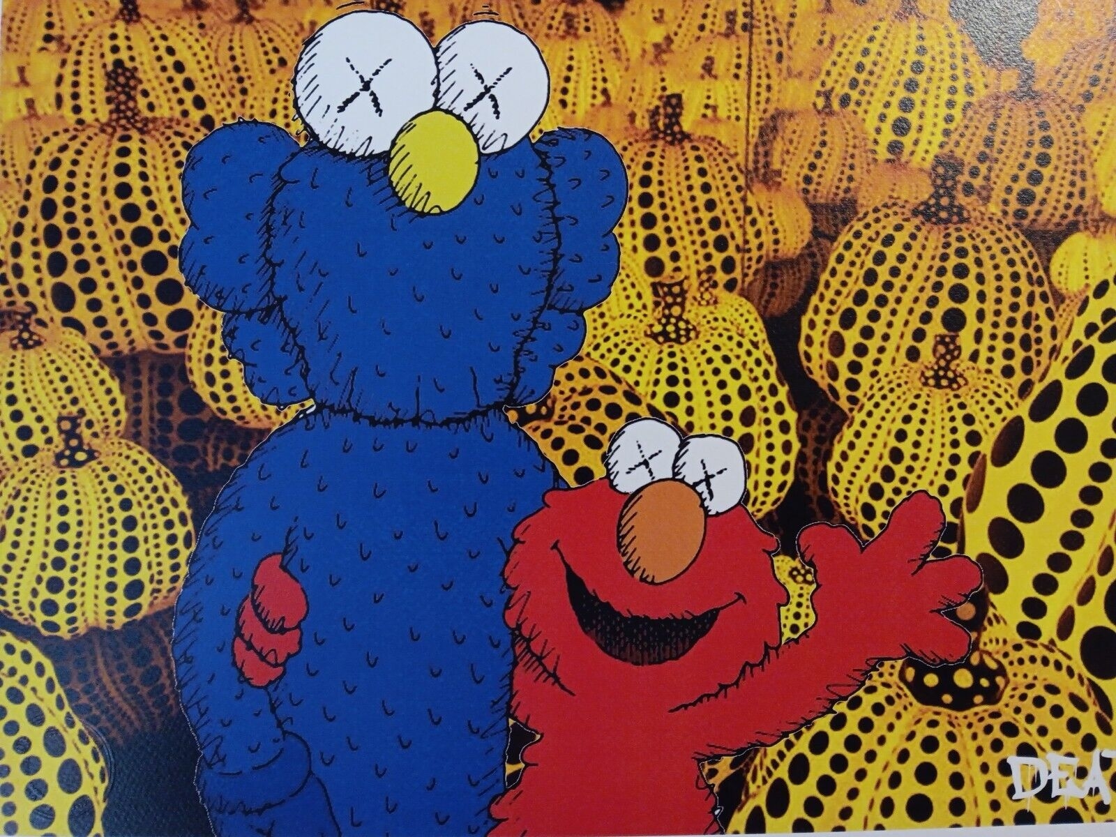 1600x1200 MUPPETS ELMO KAWS ART POSTER PRINT YAYOI KUSAMA DEATH NYC Ltd ED SIGNED, Desktop