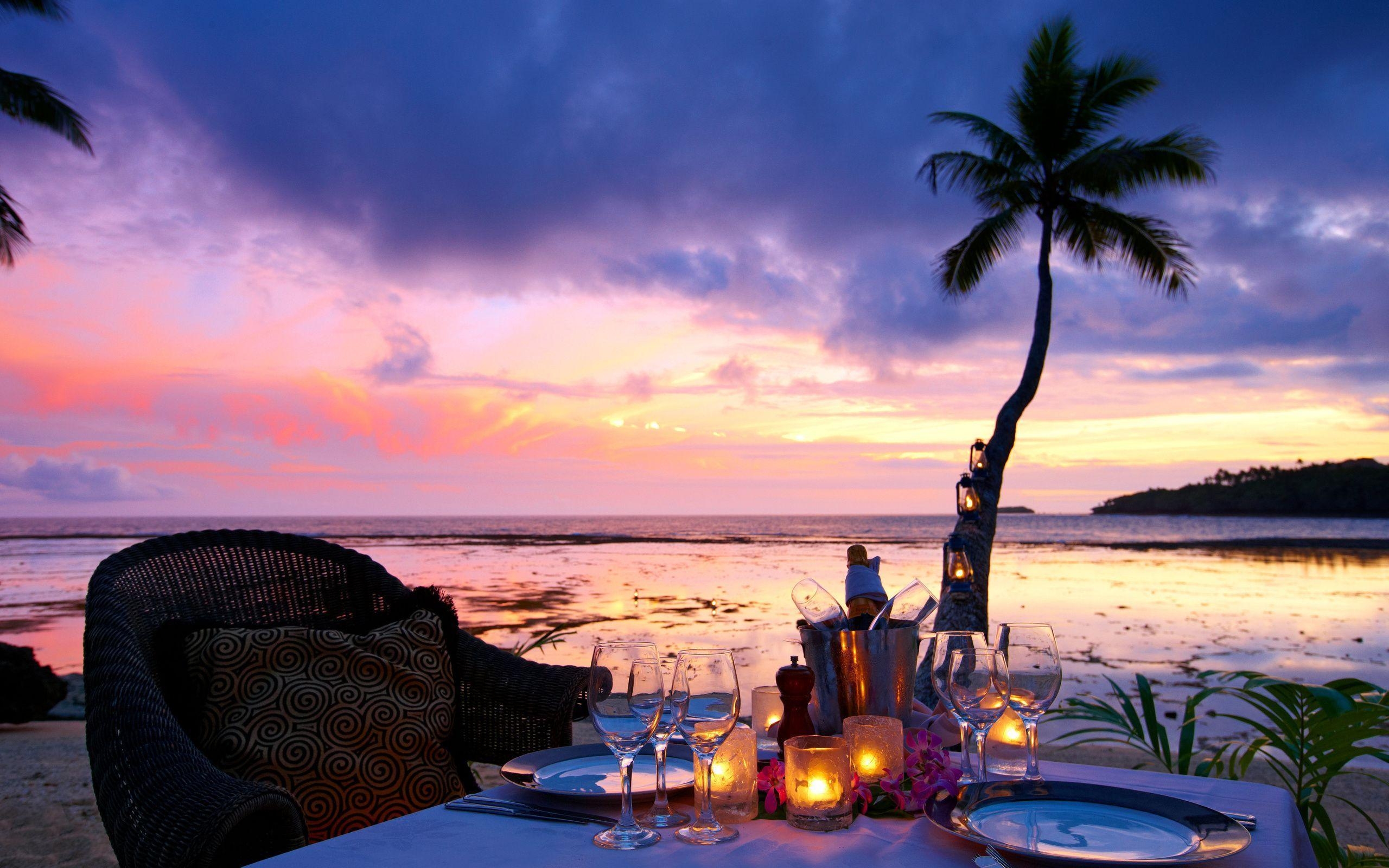 2560x1600 Fiji, Fiji Exotic Nature, Candles, Romantic, Sunset, Desktop