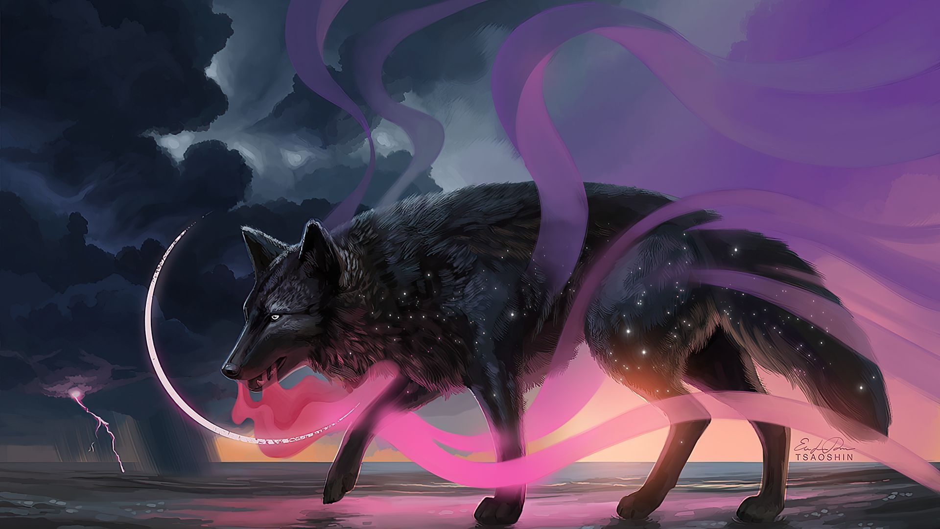 1920x1080 Desktop Wallpaper Wolf Black, Fantasy, Art, HD Image, Picture, Background, D88858, Desktop