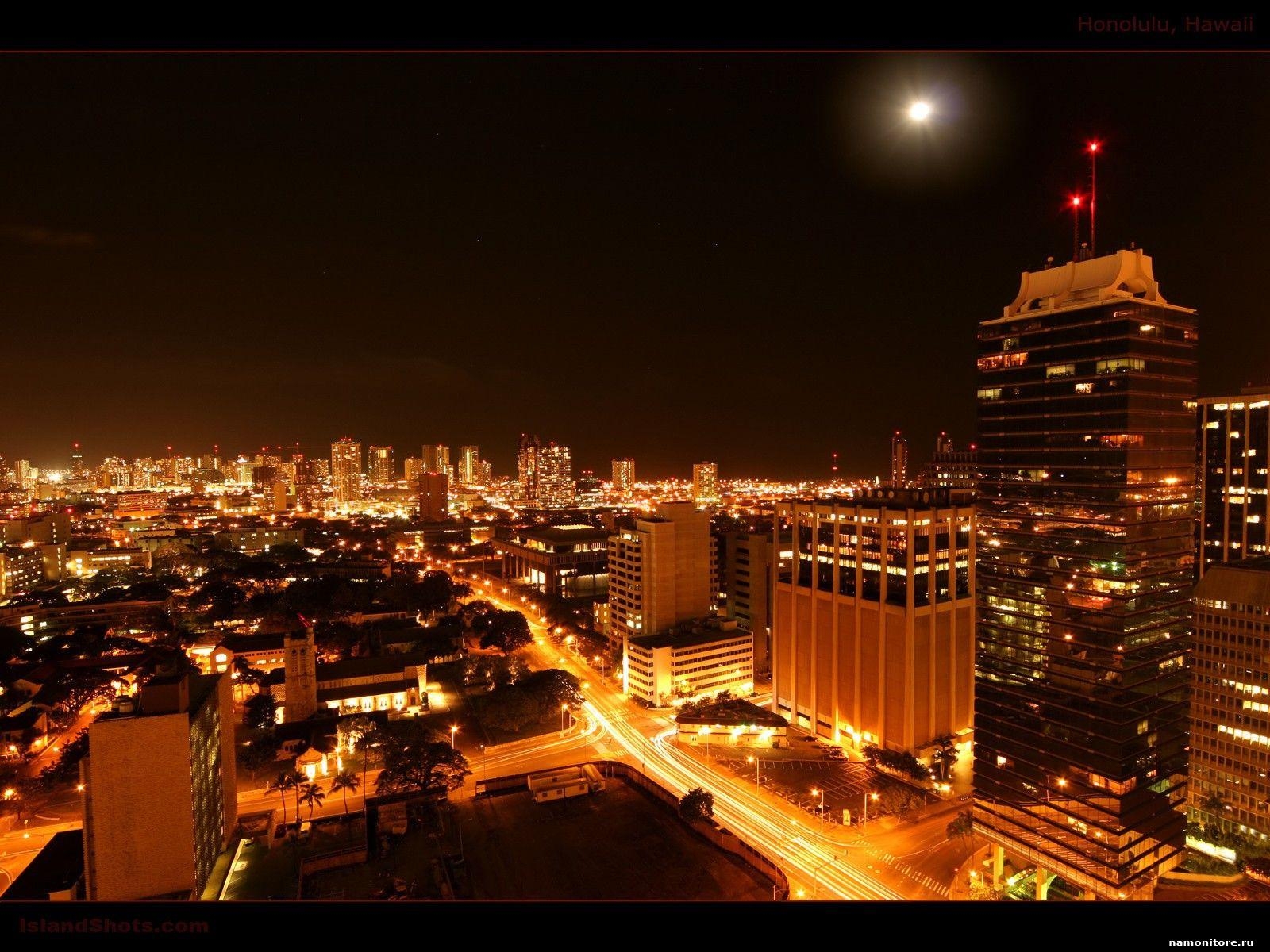 1600x1200 Honolulu, black, cities and countries, night, Desktop