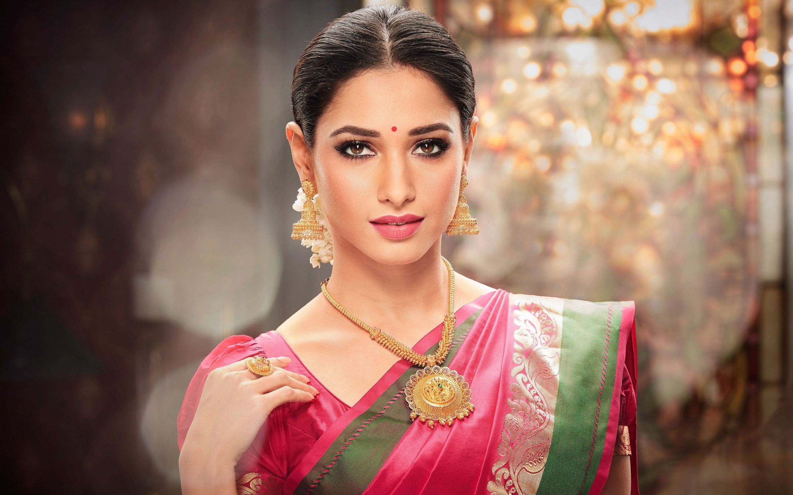 2560x1600 Download wallpaper Tamannaah Bhatia, indian actress, saree, Desktop