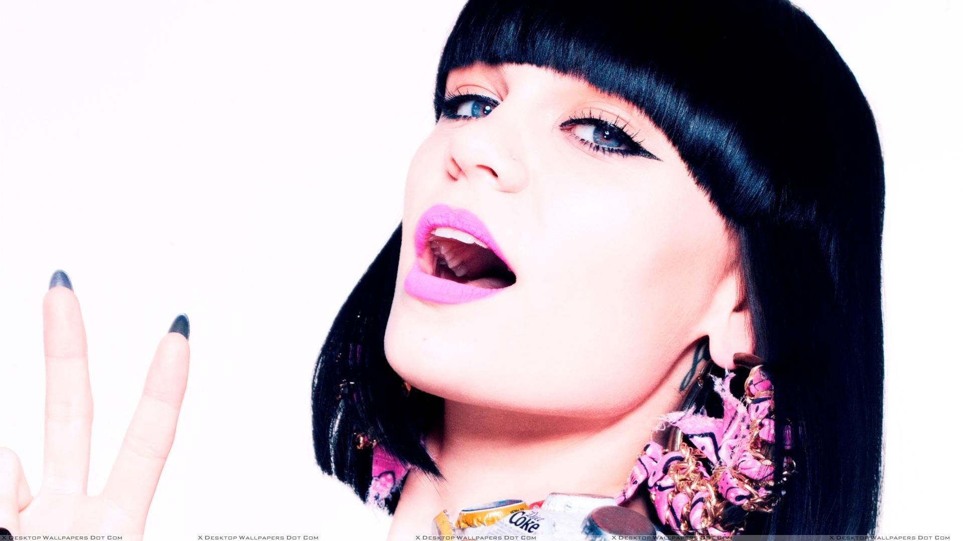 1920x1080 Jessie J Open Mouth Blue Eyes And Pink Lips Face Closeup Wallpaper, Desktop