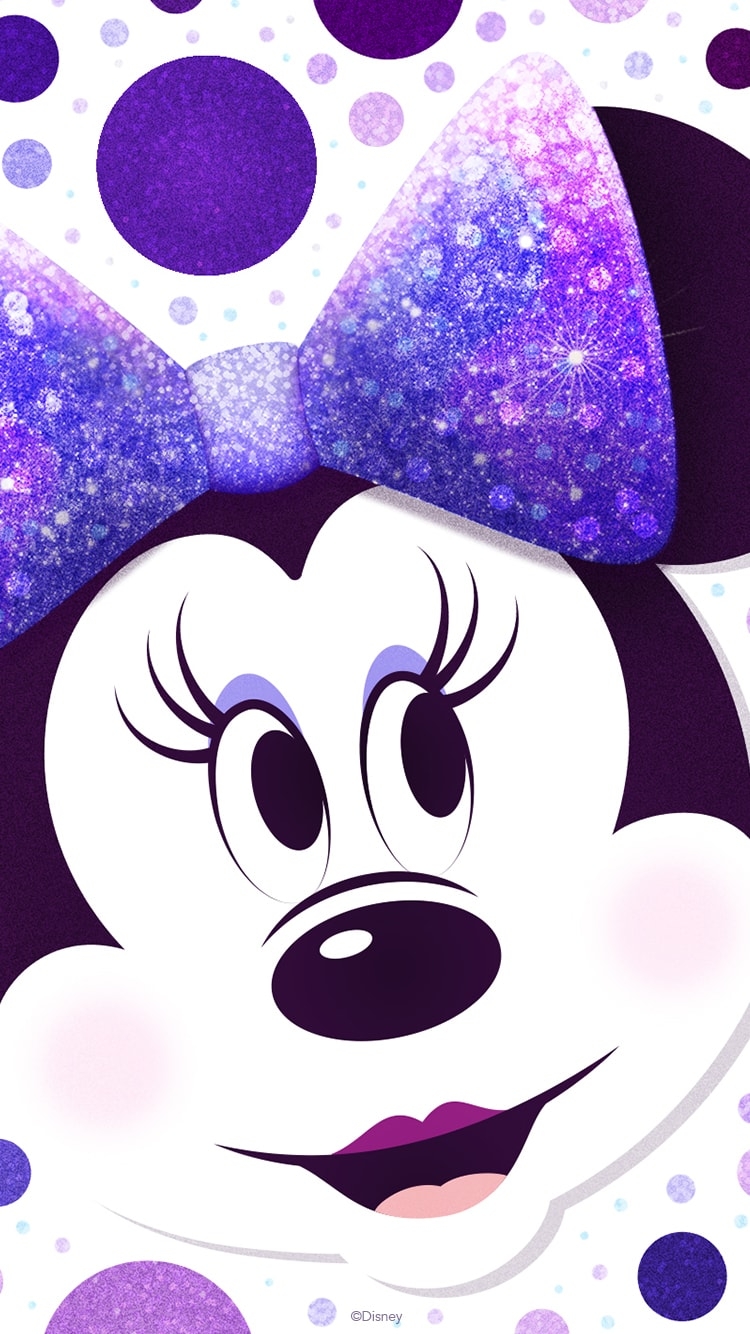 750x1340 Minnie Mouse Purple Polka Dots Wallpaper, Phone