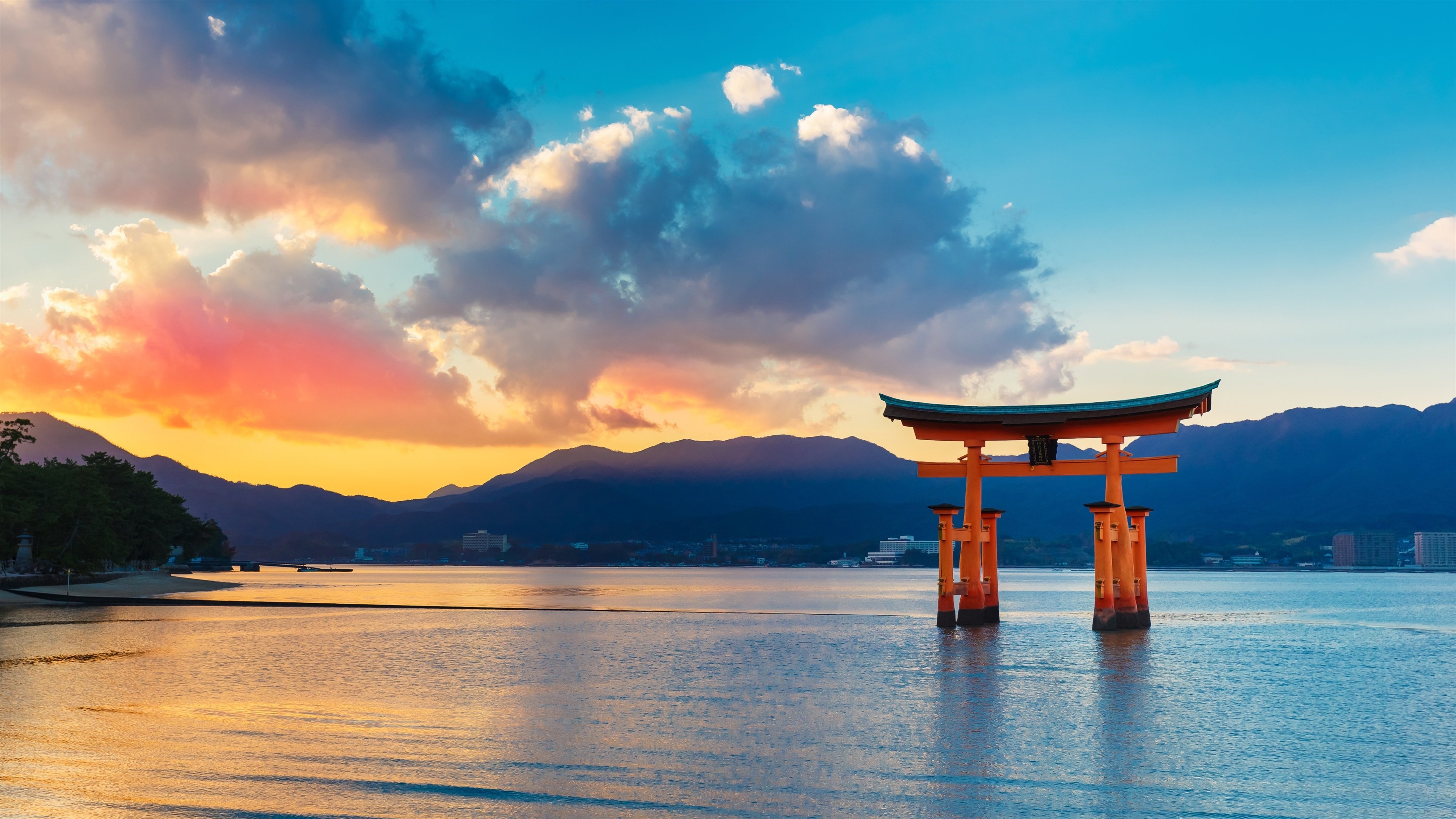 3840x2160 Wallpaper Torii Gate, sea, sunset, Japan  UHD 4K Picture, Image, Desktop