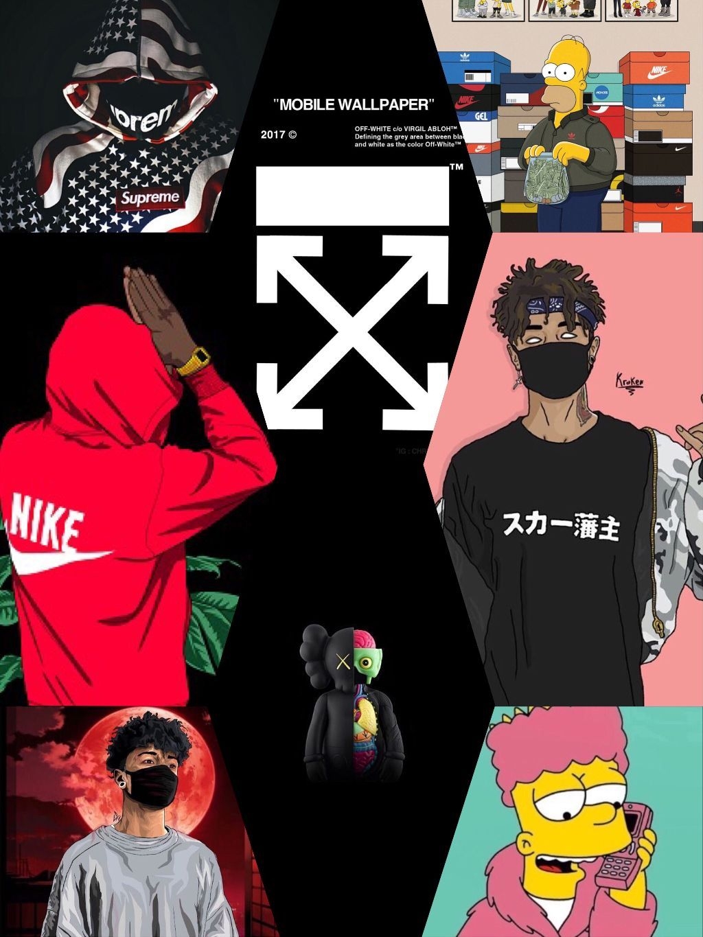 1030x1370 Cartoon Characters Wearing Supreme, Phone