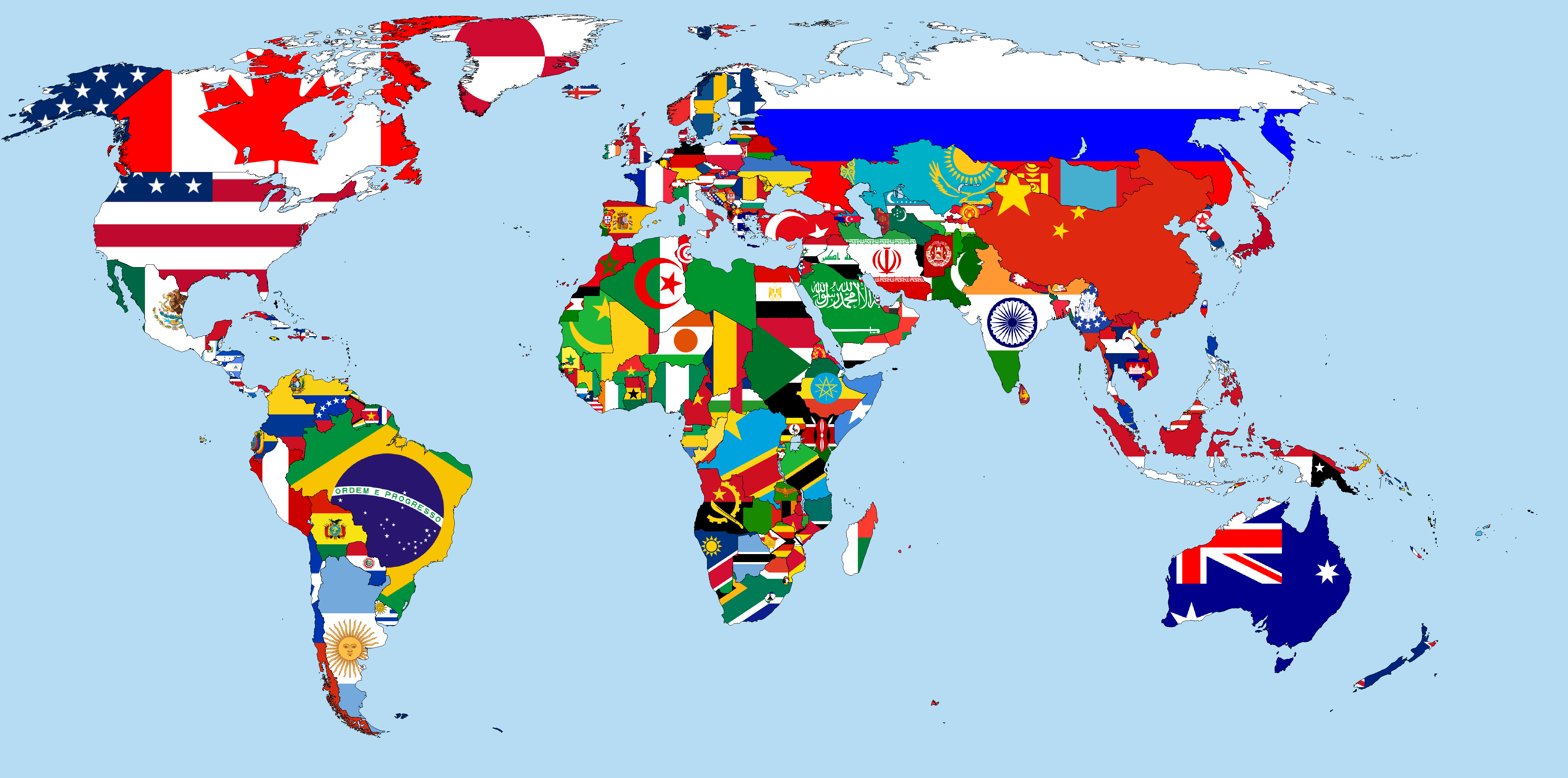 4500x2240 a cool world map with flags, Dual Screen