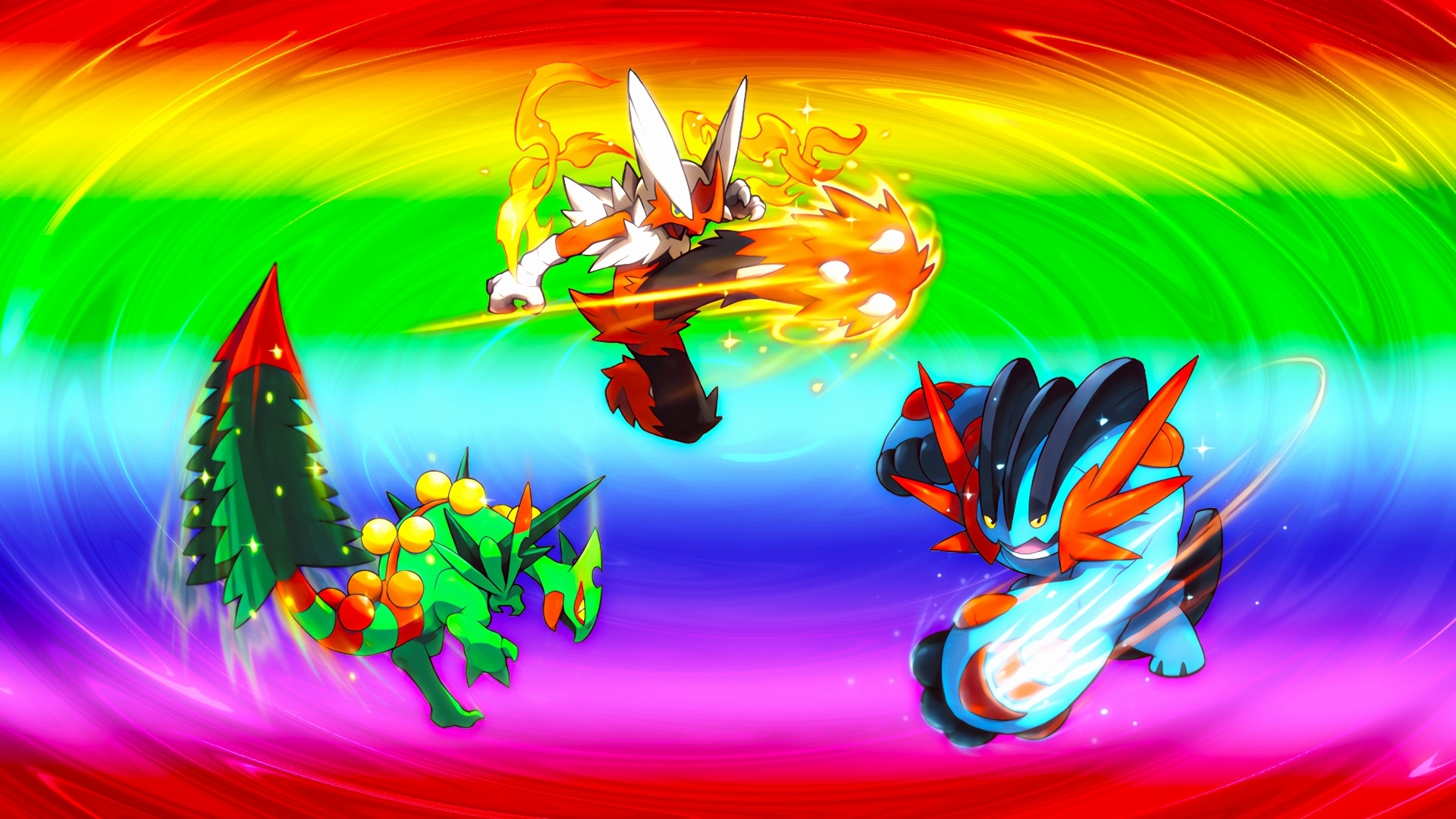 1920x1080 Mega Sceptile Versus Mega Blaziken Vs Ash Greninja HD Wallpaper, Desktop