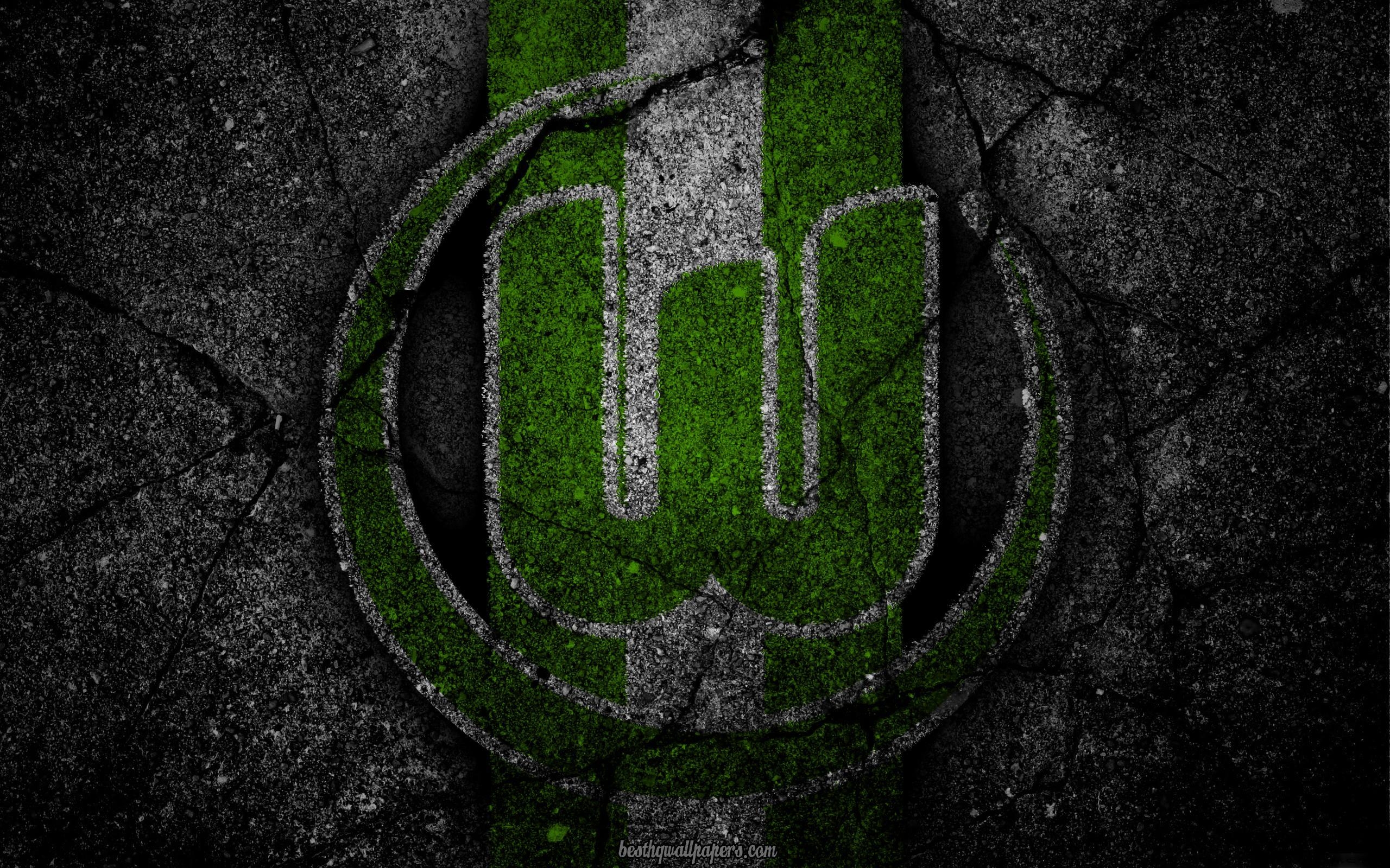 2560x1600 Download wallpaper Wolfsburg, logo, art, Bundesliga, soccer, Desktop