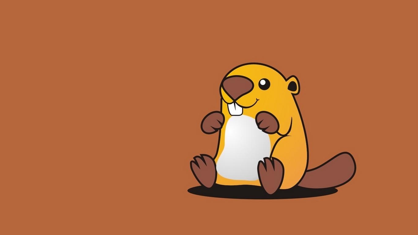 1370x770 Download wallpaper  beaver, cute, art, vector tablet, Desktop