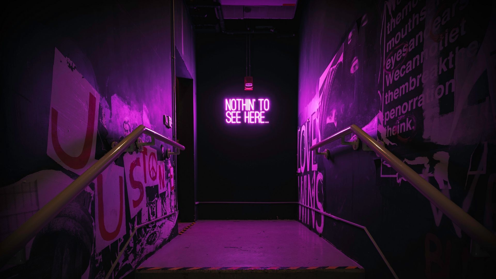 1920x1080 Download wallpaper  neon, inscription, wall, purple, backlight full hd, hdtv, fhd, 1080p HD background, Desktop