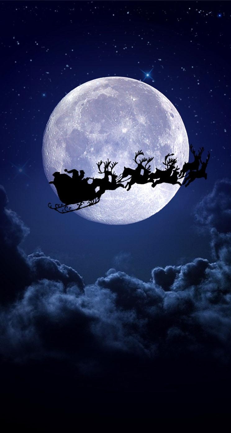 750x1400 The iPhone Wallpaper Christmas Night Moon, Phone