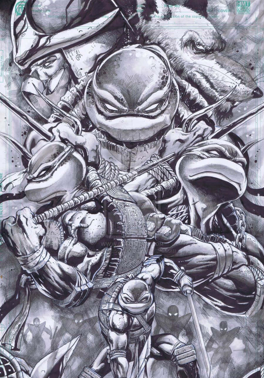 900x1290 Download Black And White Teenage Mutant Ninja Turtles Comic Book Wallpaper, Phone