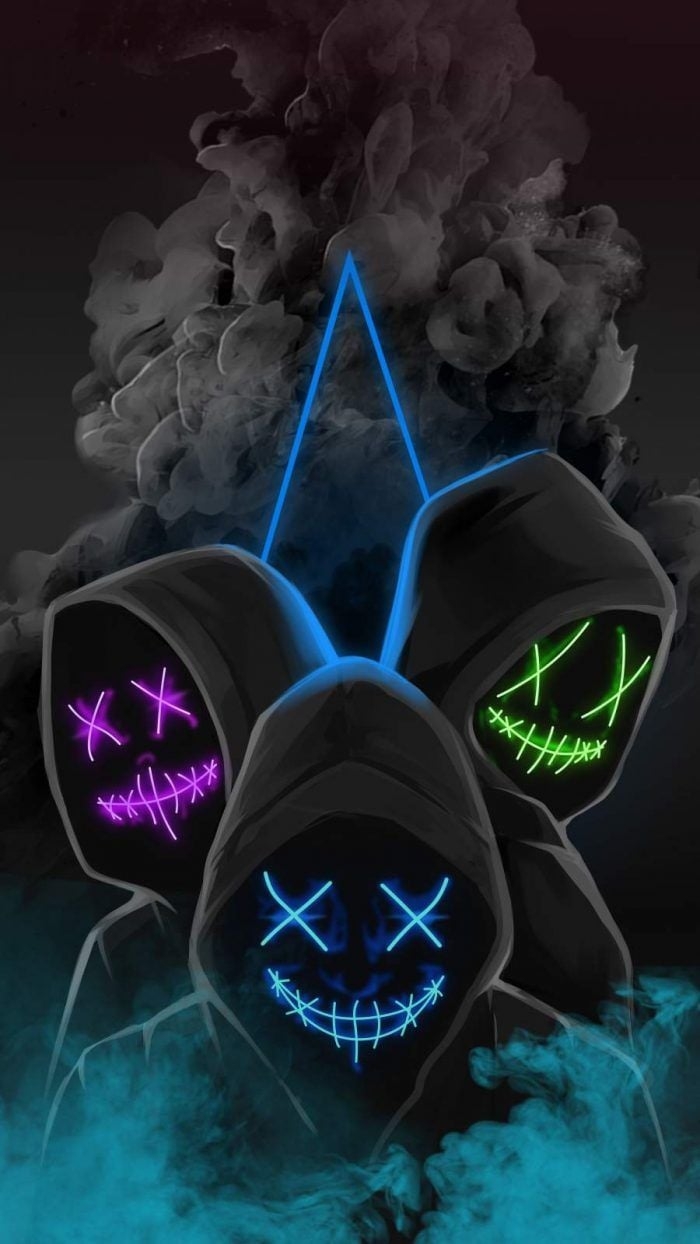 700x1250 Neon Stitch Mask Wallpaper, Phone