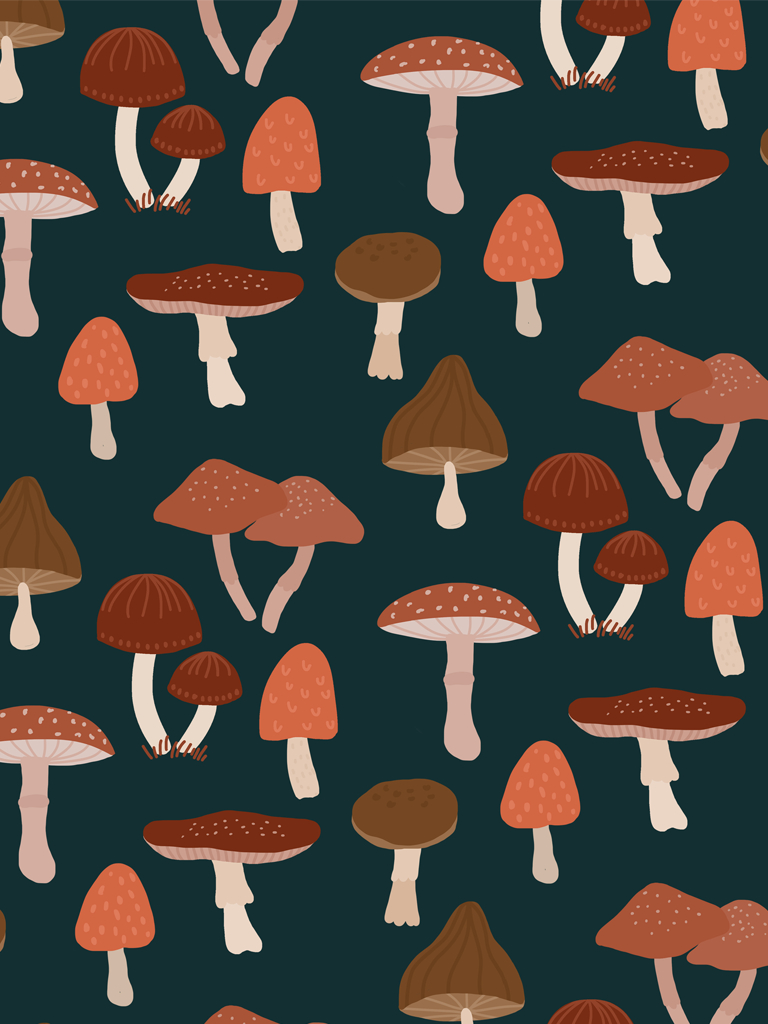 770x1030 Free Desktop Wallpaper Background Pattern With Flowers & Mushrooms Illustration Muchable. Mushroom Wallpaper, Mushroom Background, Hippie Wallpaper, Phone