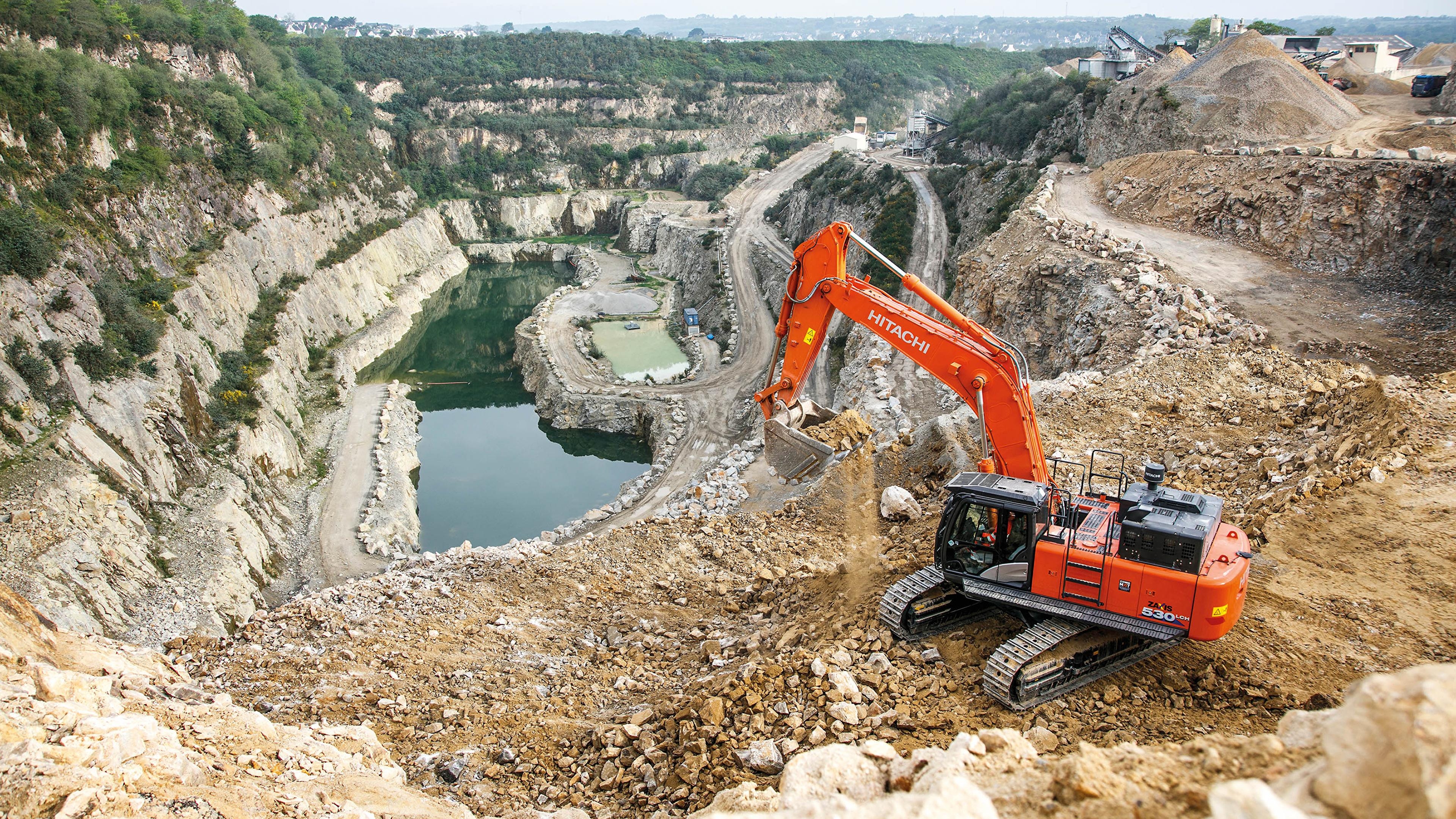 3840x2160 Photos Excavator 2016 17 Hitachi ZX530LCH 6 Orange, Desktop