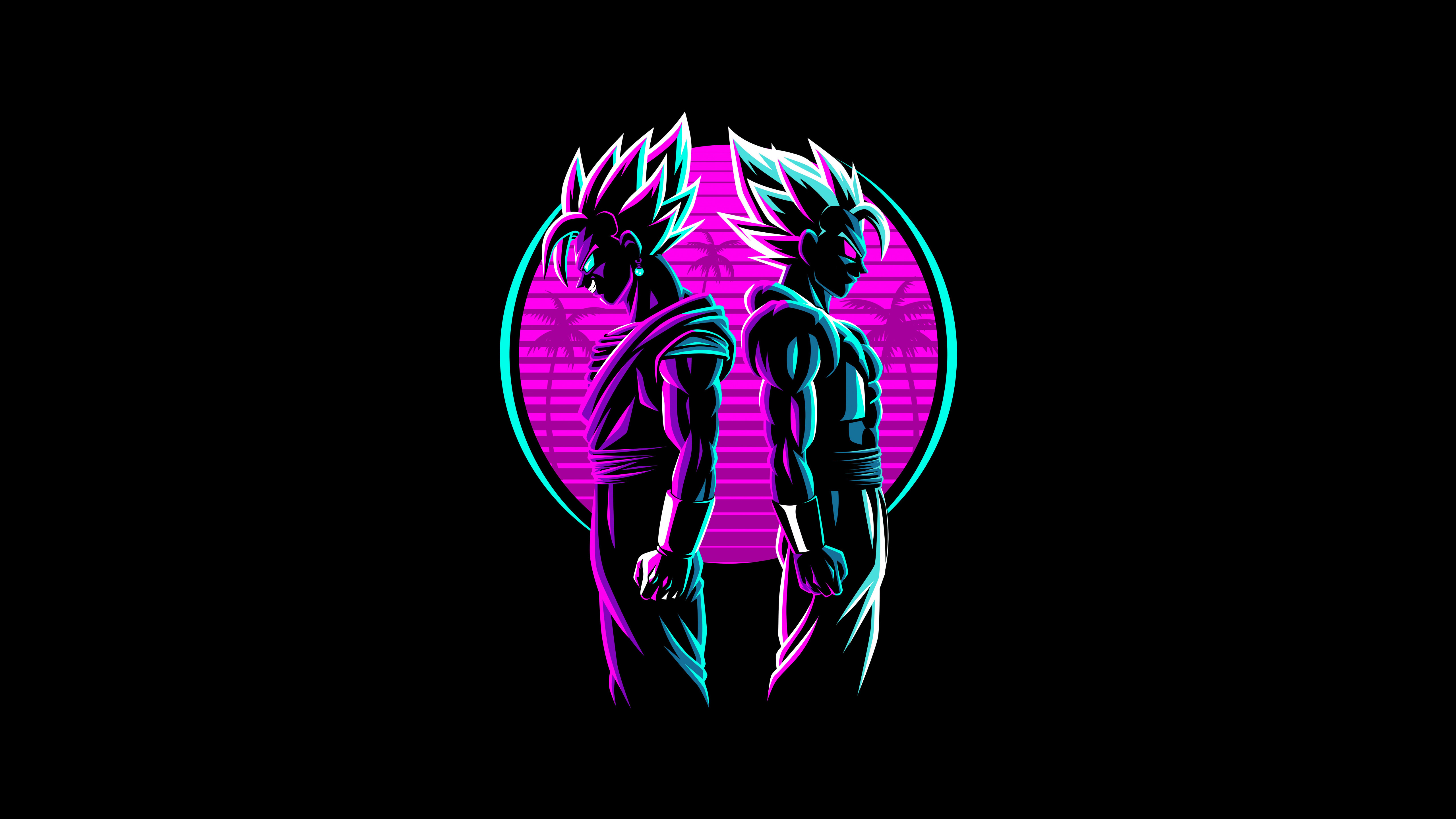 5120x2880 Vegeta Wallpaper 4K, Vegito, Fusion, Dragon Ball Z, Neon, AMOLED, Black Dark, Desktop