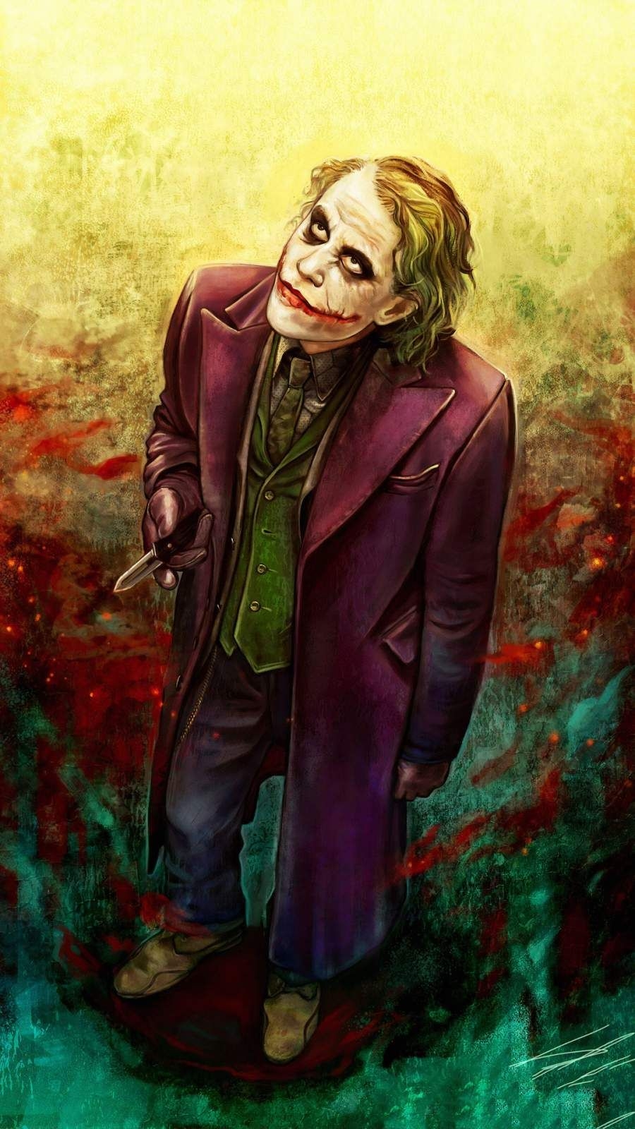 900x1600 Joker Heath Ledger Art iPhone Wallpaper, Phone