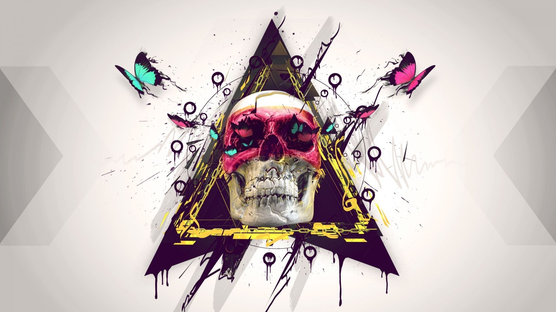 1920x1080 Download  HD Wallpaper skull butterfly triangle circle, Desktop