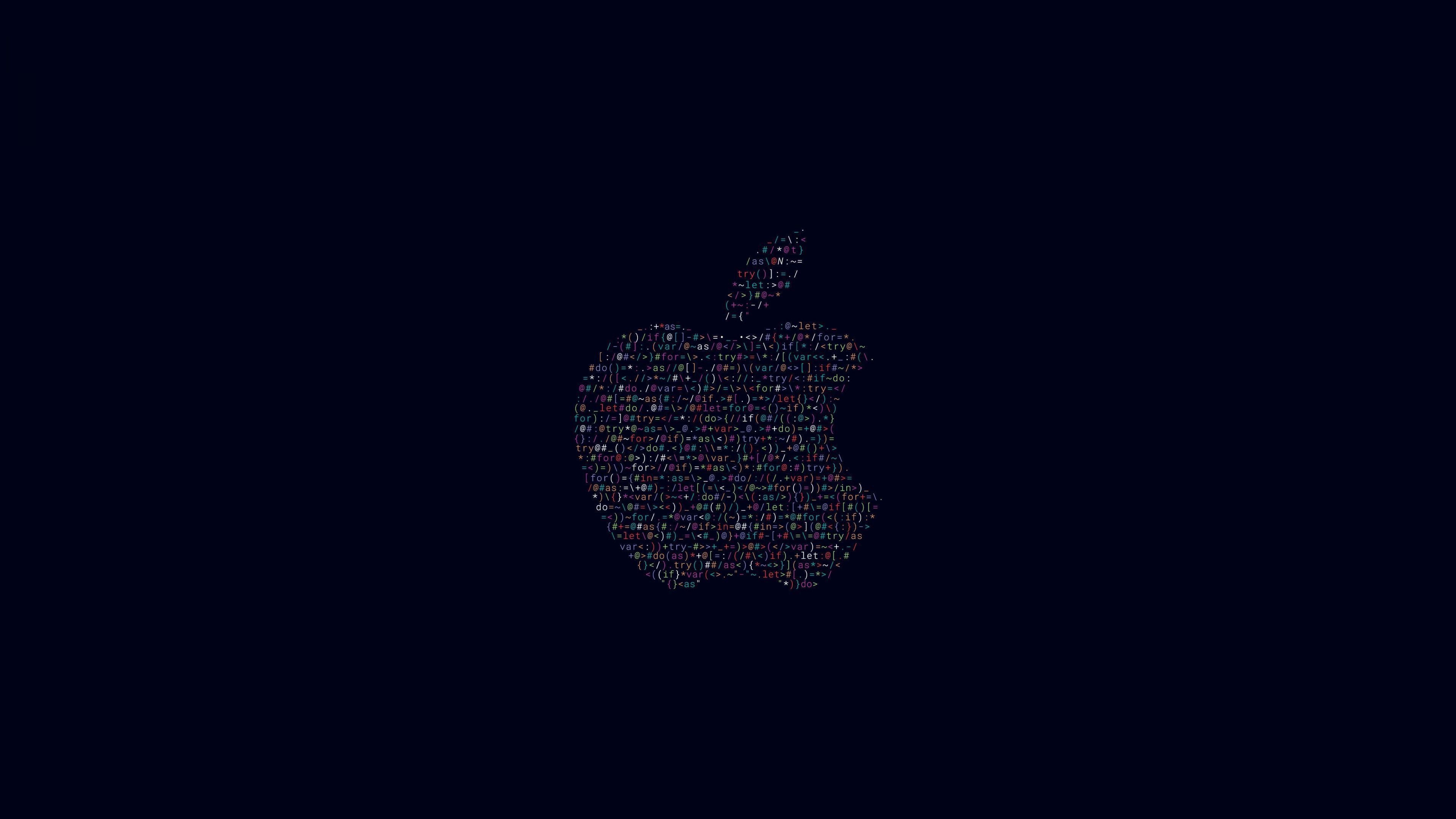 3840x2160 Wallpaper Apple, Apple logo, Code, Dark background, Black, Minimal, Desktop